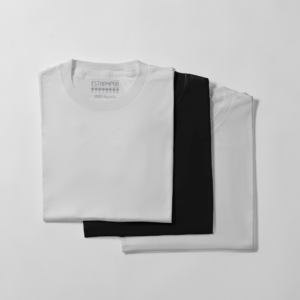 Kit de 3 camisetas de algodão - 2 Peças brancas e 1 Peça preta
