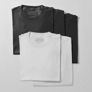 Kit de 5 camisetas de poliviscose - 2 Peças brancas e 3 Peças pretas