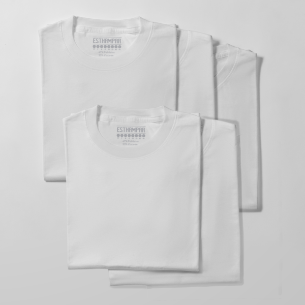 Kit de 5 camisetas de poliviscose - 5 Peças brancas