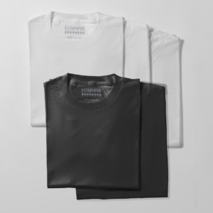 Kit de 5 camisetas de algodão - 3 Peças brancas e 2 Peças pretas