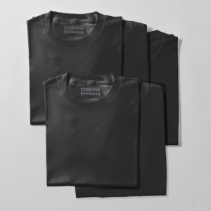 Kit de 5 camisetas de algodão - 5 Peças pretas