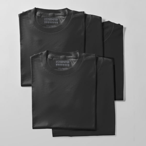 Kit de 5 camisetas de algodão - 5 Peças pretas